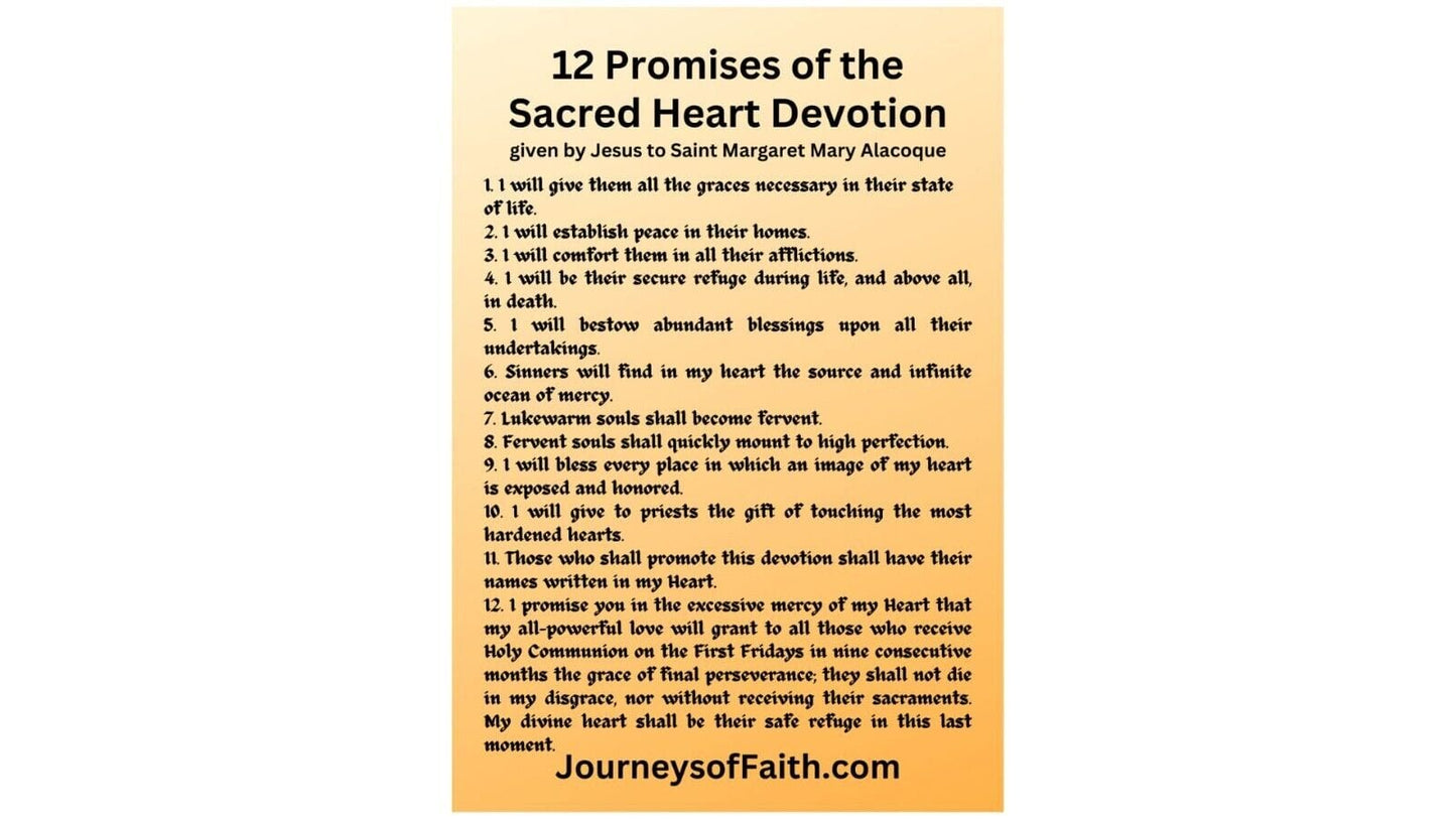 12 Promises of the Sacred Heart of Jesus - 10 Pack Laminated - Bob and Penny Lord