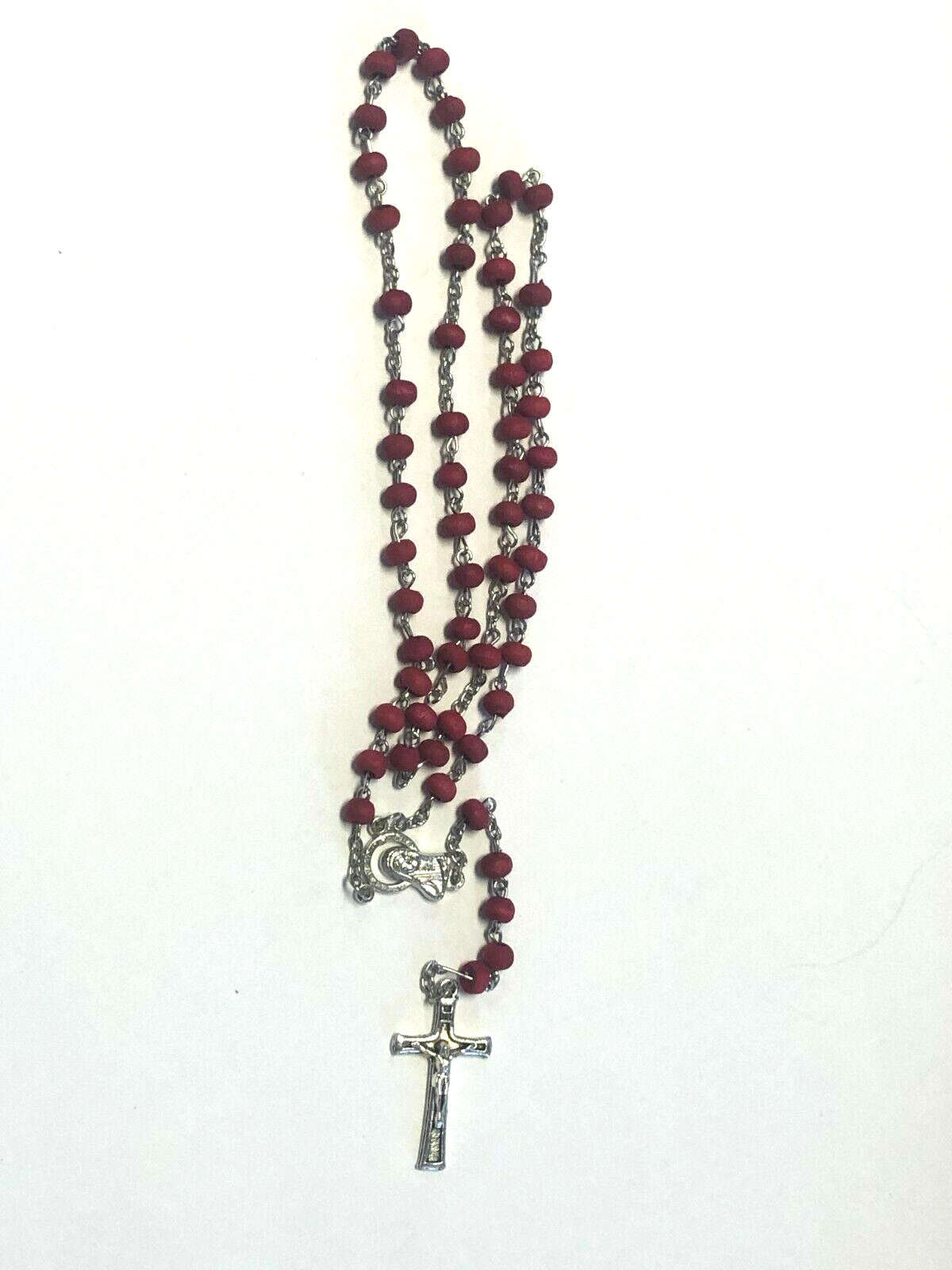 Holy Family Miniature Rose Scented Wood Bead Rosary in Glass 1 3/4" Bottle, New - Journeys of Faith