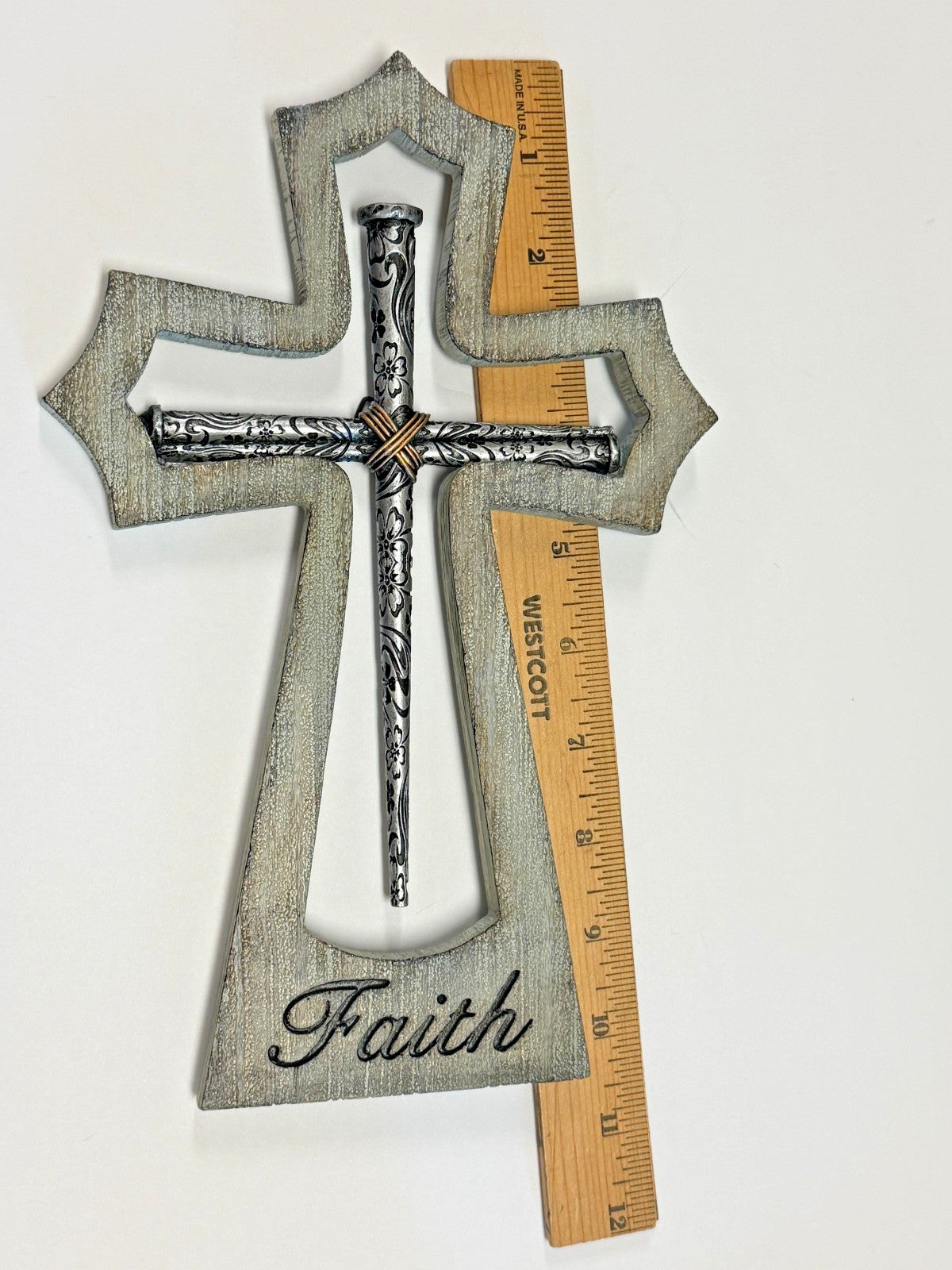 Layered Cross, Titled "Cross of Nails", 10" New # AB-093