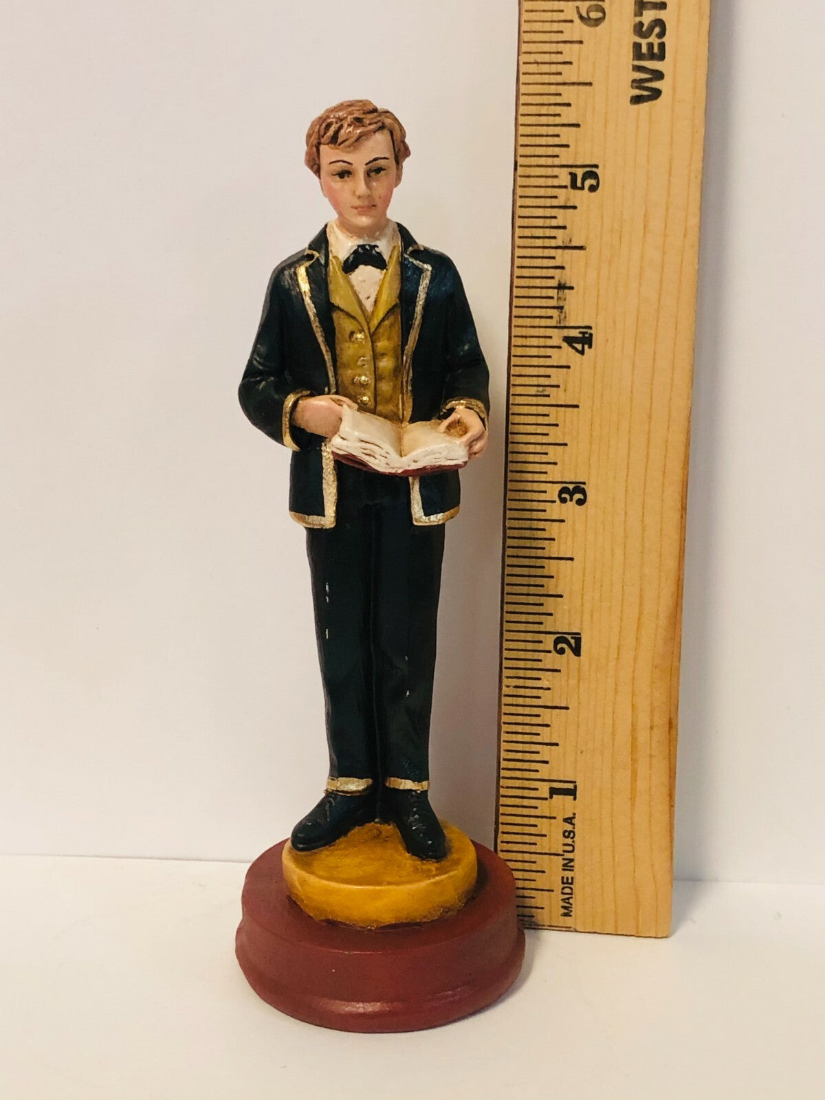 Saint Dominic Savio 5.5-inch religious statue by Bob and Penny Lord, collectible Christian figure from Colombia.