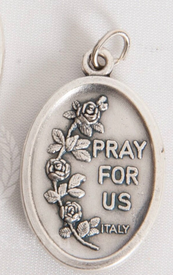 Saint Therese of Lisieux Silver tone Medal, New from Italy, #MD-109