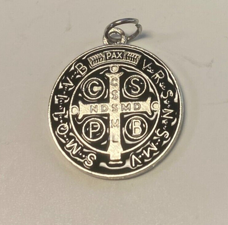 Saint Benedict Black & Silver tone Medal, New - Bob and Penny Lord