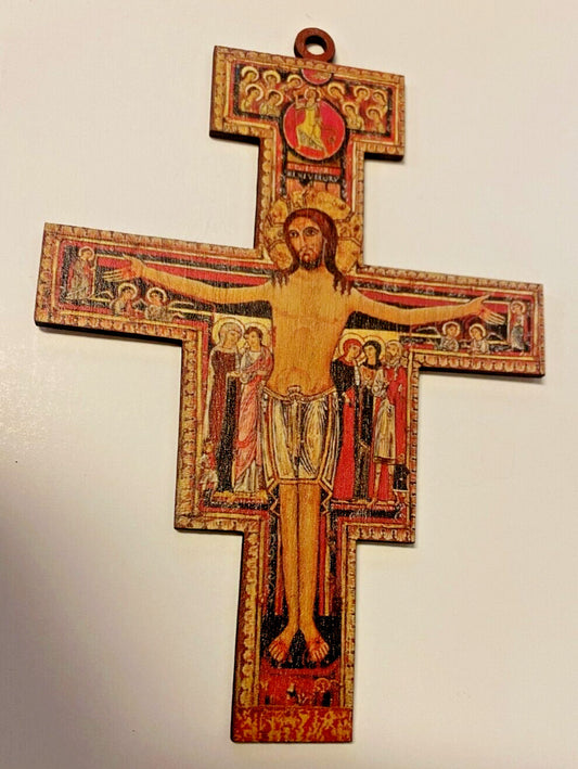 San Damiano Wood 8" Crucifix, New #AB-333-R2 - Journeys of Faith