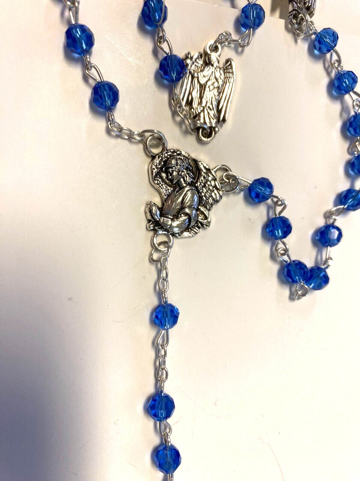 Saint Michael & Archangels Blue Glass Beads Rosary, New - Journeys of Faith