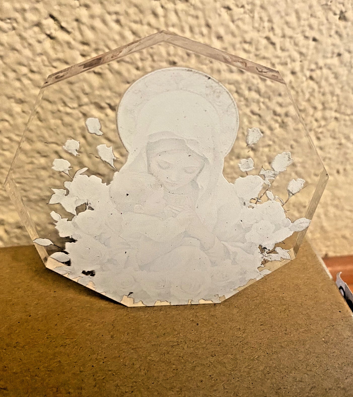 Blessed Mary & Child Jesus Small Octagon Acrylic Image, New #ALM-021-R2