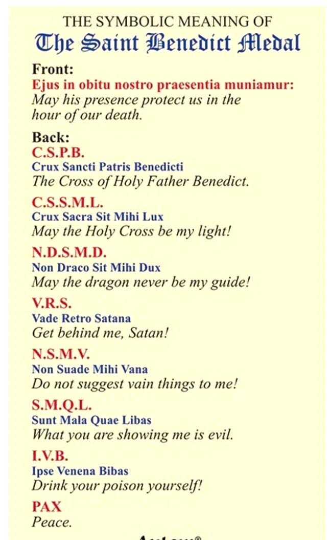 Saint Benedict the Symbolic Meaning of the Medal, Card, New #PC-30 - Bob and Penny Lord Journeys of Faith