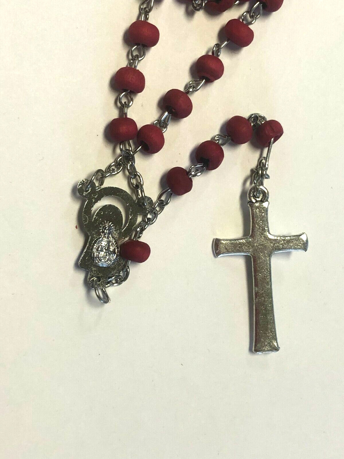 Holy Family Miniature Rose Scented Wood Bead Rosary in Glass 1 3/4" Bottle, New - Journeys of Faith