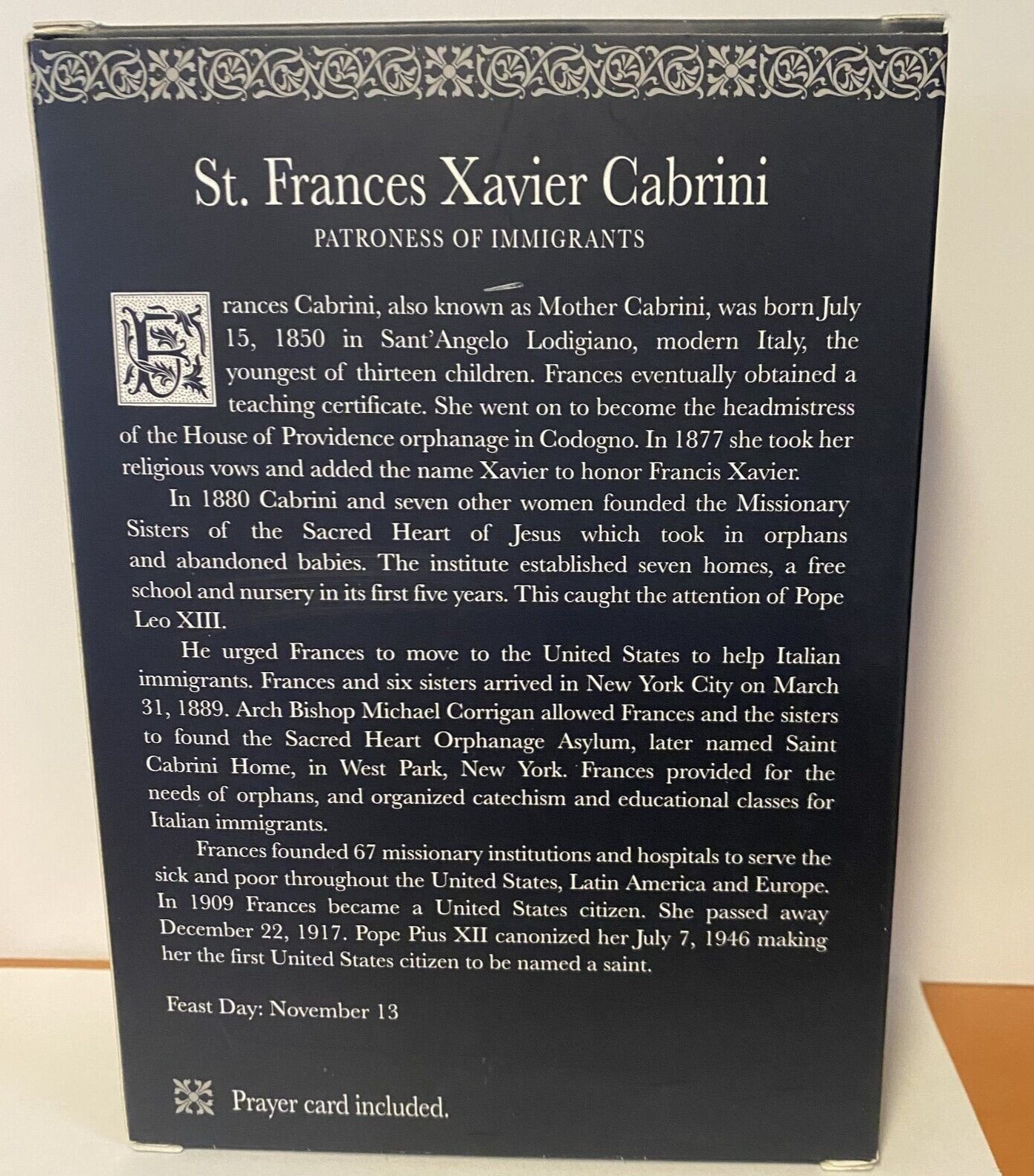 Saint Frances Xavier /Mother Cabrini 4" Statue, New #RM-042 - Journeys of Faith
