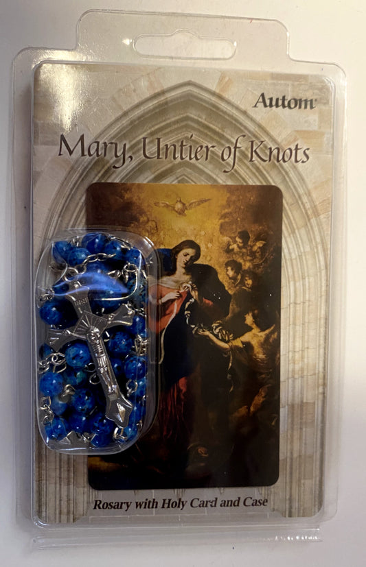 Our Lady Undoer (Untier) of Knots Rosary, Prayer Card, Rosary & Pouch, New - Journeys of Faith