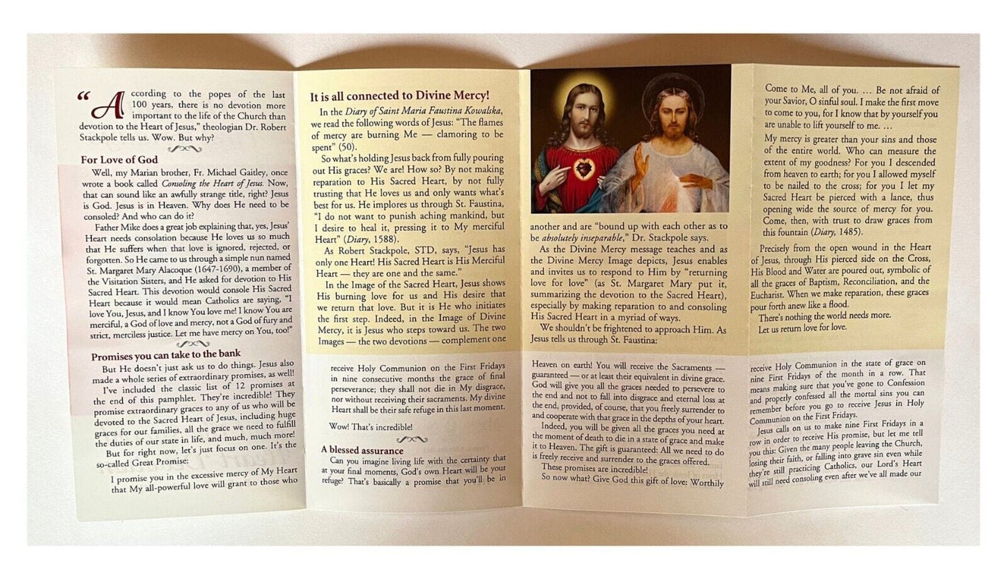 The Nine First Fridays and Sacred Heart Devotion 4 Panel Pamphlet 5 Pack - Bob and Penny Lord Journeys of Faith