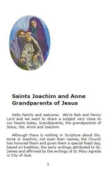 Saints Anne & Joaquim Pamphlet/Minibook, by Bob and Penny Lord, New - Journeys of Faith