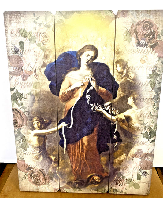 Our Lady Undoer (Untier) of Knots Wood Pallet Image, New. #AB-225 - Journeys of Faith