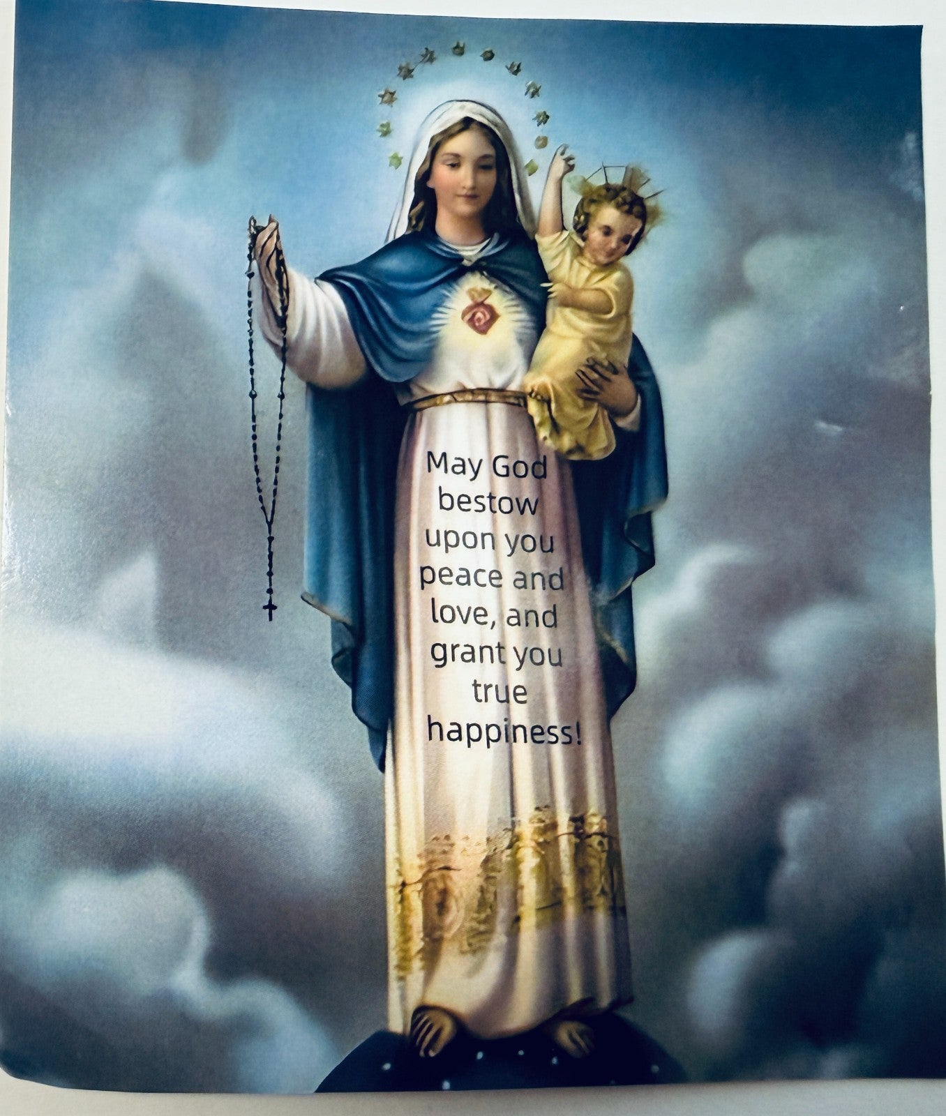 Royal Blue Rosary with blessing card, New #Gftshp-239