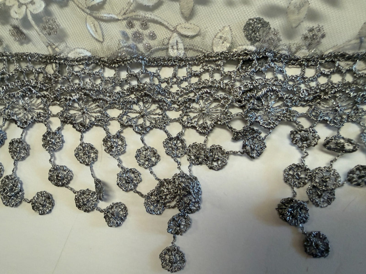 Women's Gray Lace with white accents, Church Veil, New #AB-453-R2