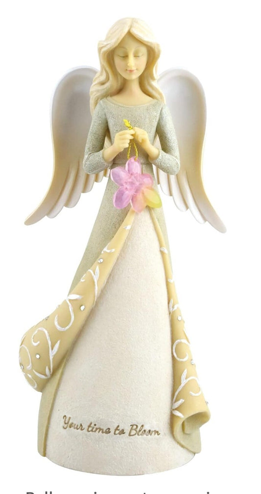 Foundations by Enesco 7.5" Your time to bloom" Angel, New - Journeys of Faith