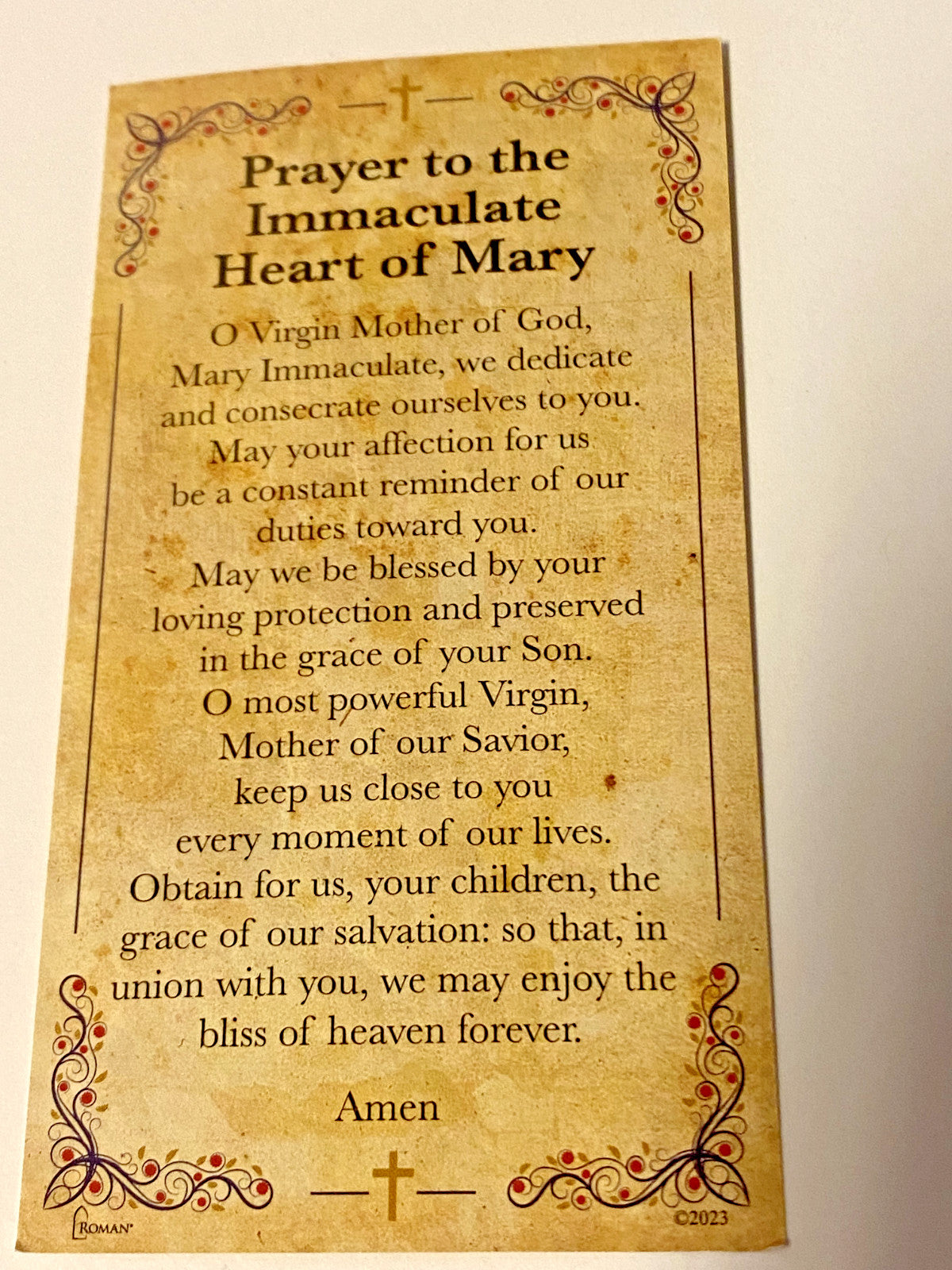 Immaculate Heart of Mary Small 4.25" Statue,+ Prayer Card & Bio, New #RM-02