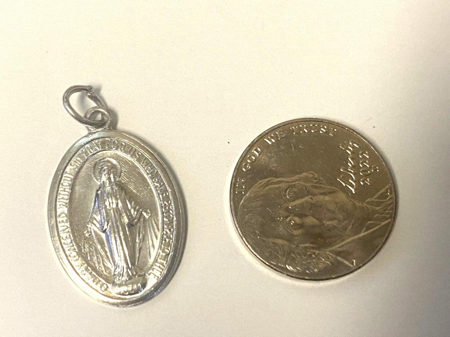 Our Lady of the Miraculous Silver tone Image 1" Medal, New from Italy - Bob and Penny Lord