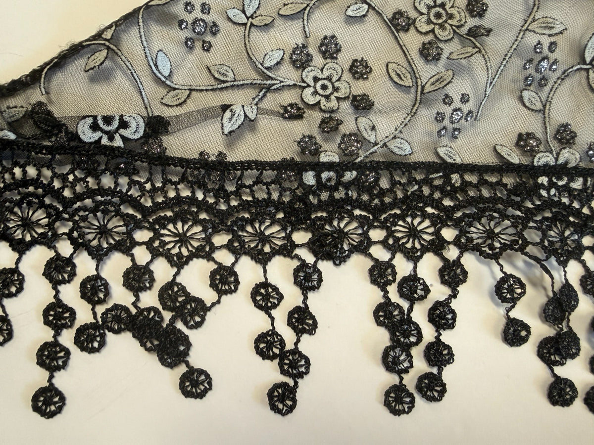 Women's Black Lace with white accents, Church Veil, New #AB-454-R2