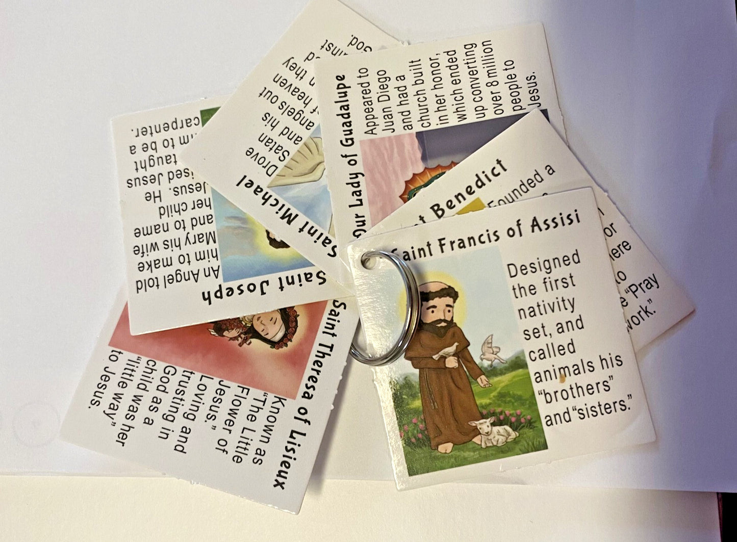 Saints Punch Out cards 2" x 2" on Keychain Ring for Children, New #AB-320-R2 - Journeys of Faith