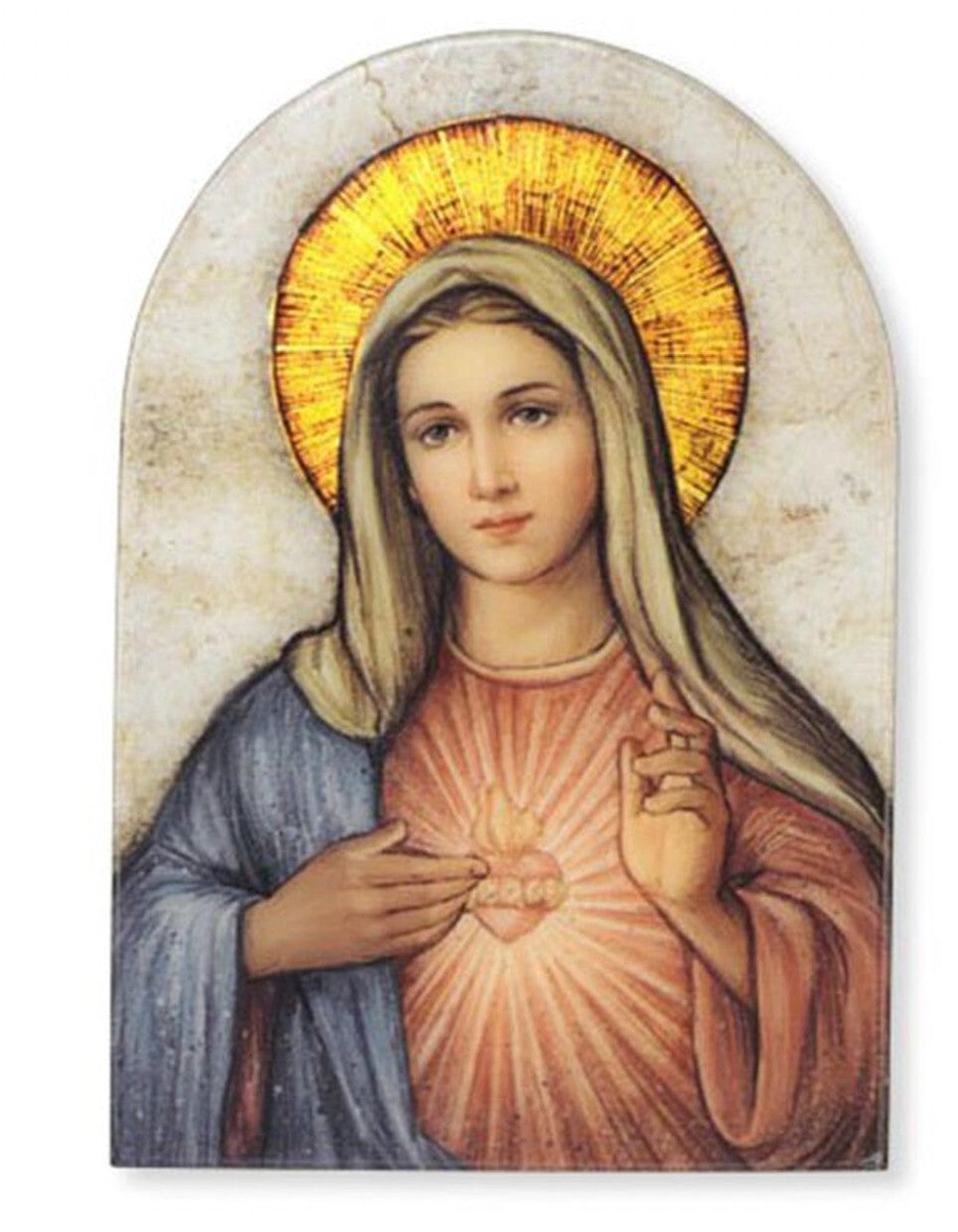 Immaculate Heart of Mary Arched 7" Plaque, New - Journeys of Faith