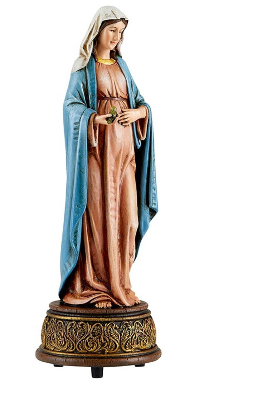 "Mary, Mother of God" 9 Inch Statue with Ave Maria Music Box Resin #AB-261-R2