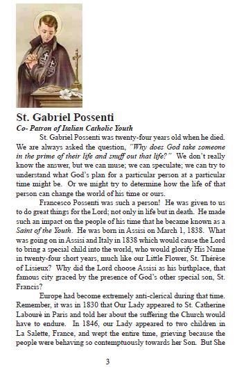 St Gabriel of the Sorrows (Possenti) Pamphlet/Minibook, by Bob and Penny Lord - Journeys of Faith