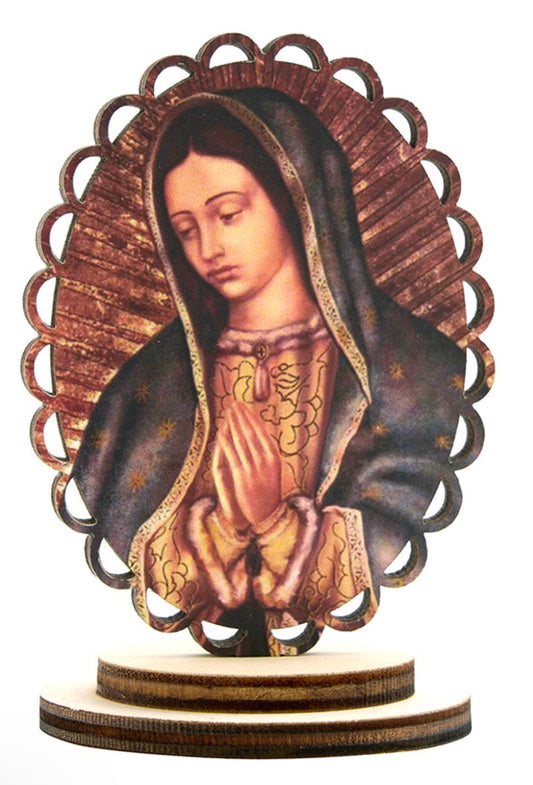 Our Lady of Guadalupe Scalloped 3.5" Wood Image, New #AB-299-R2 - Journeys of Faith