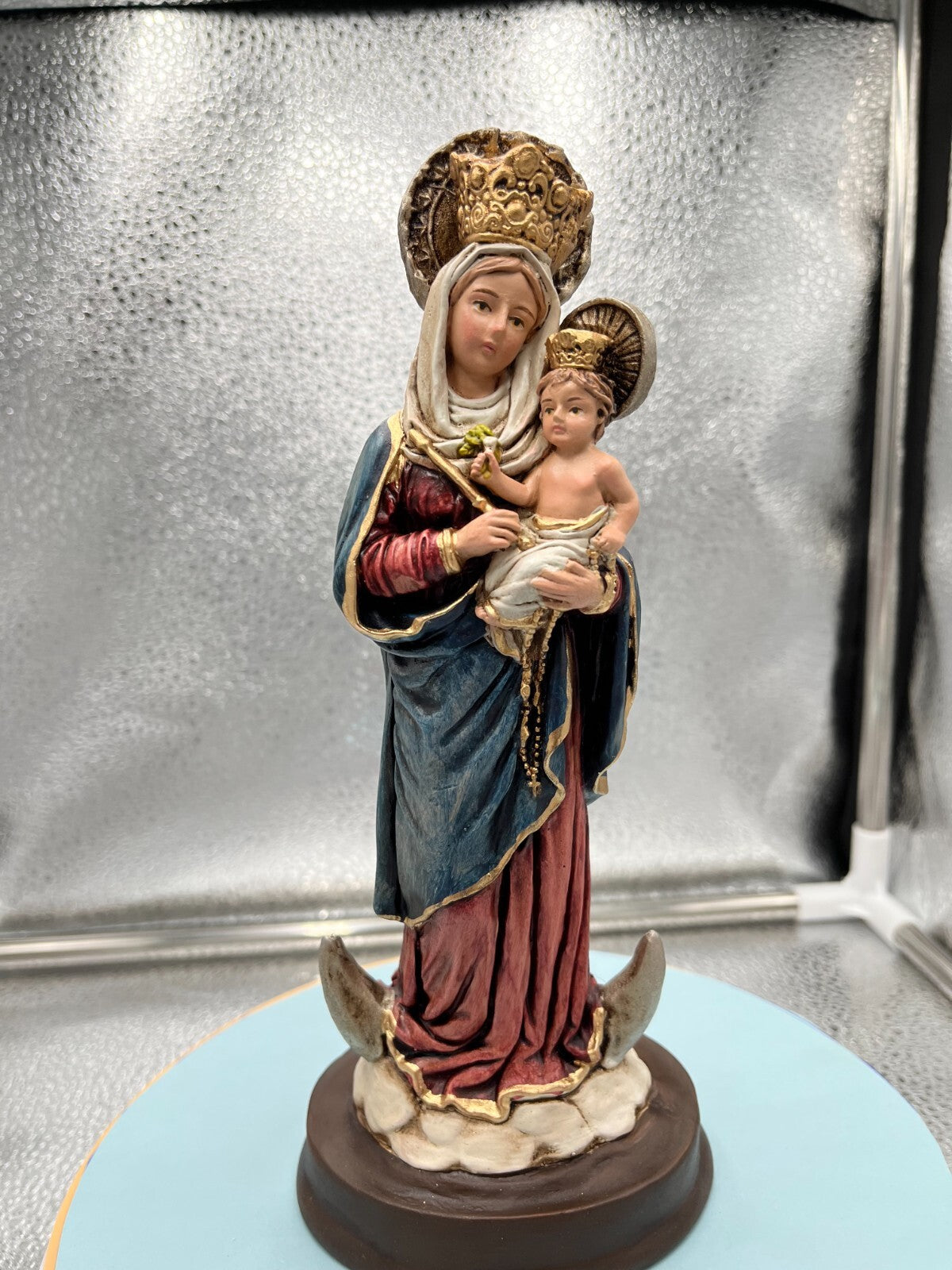 Our Lady of the Rosary Statue, 8.5" New