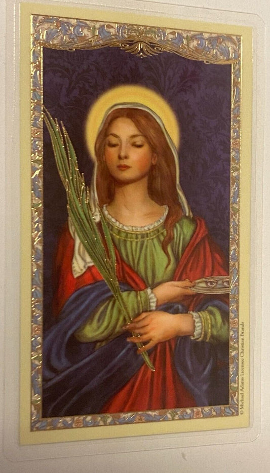 Saint Lucy Laminated Prayer Card, New - Bob and Penny Lord Journeys of Faith