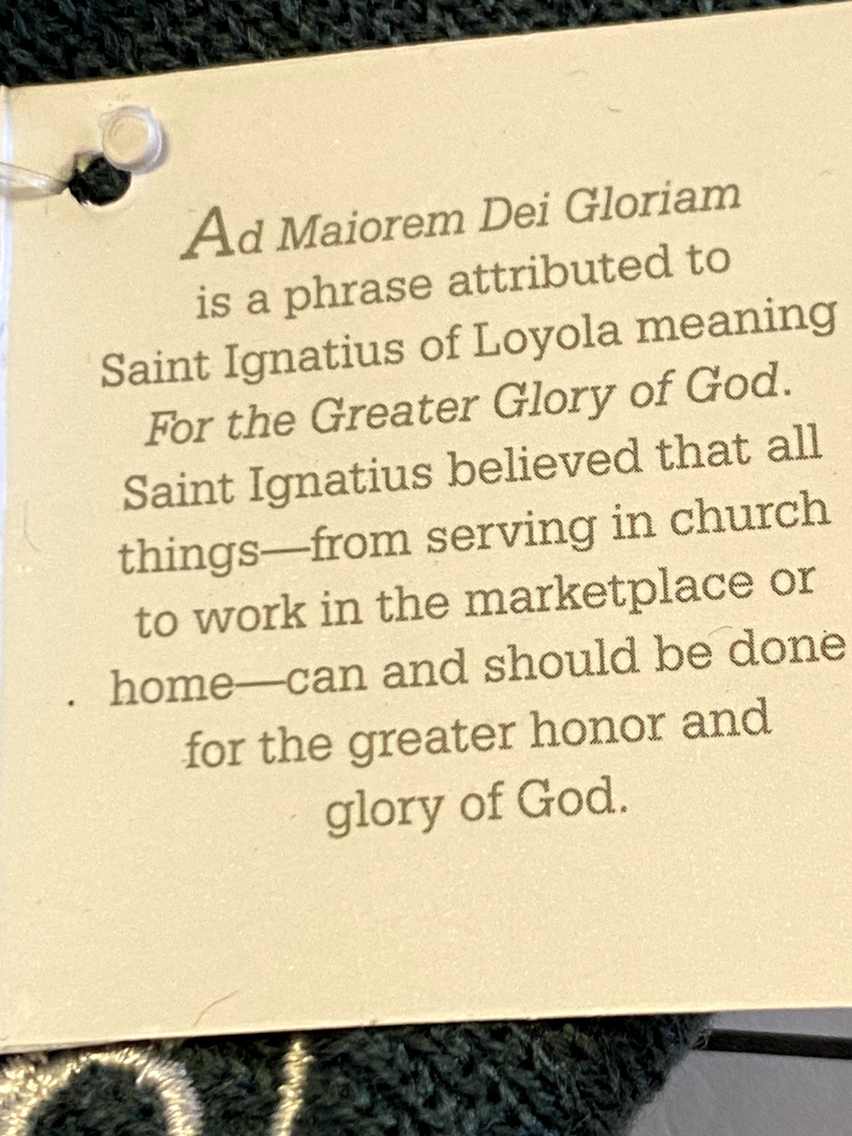"For the Great Glory" AMDG Beanie, New #AB-063-1 - Journeys of Faith
