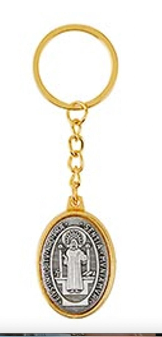 Saint Benedict Gold Tone Keychain, New  #MD-68 - Journeys of Faith