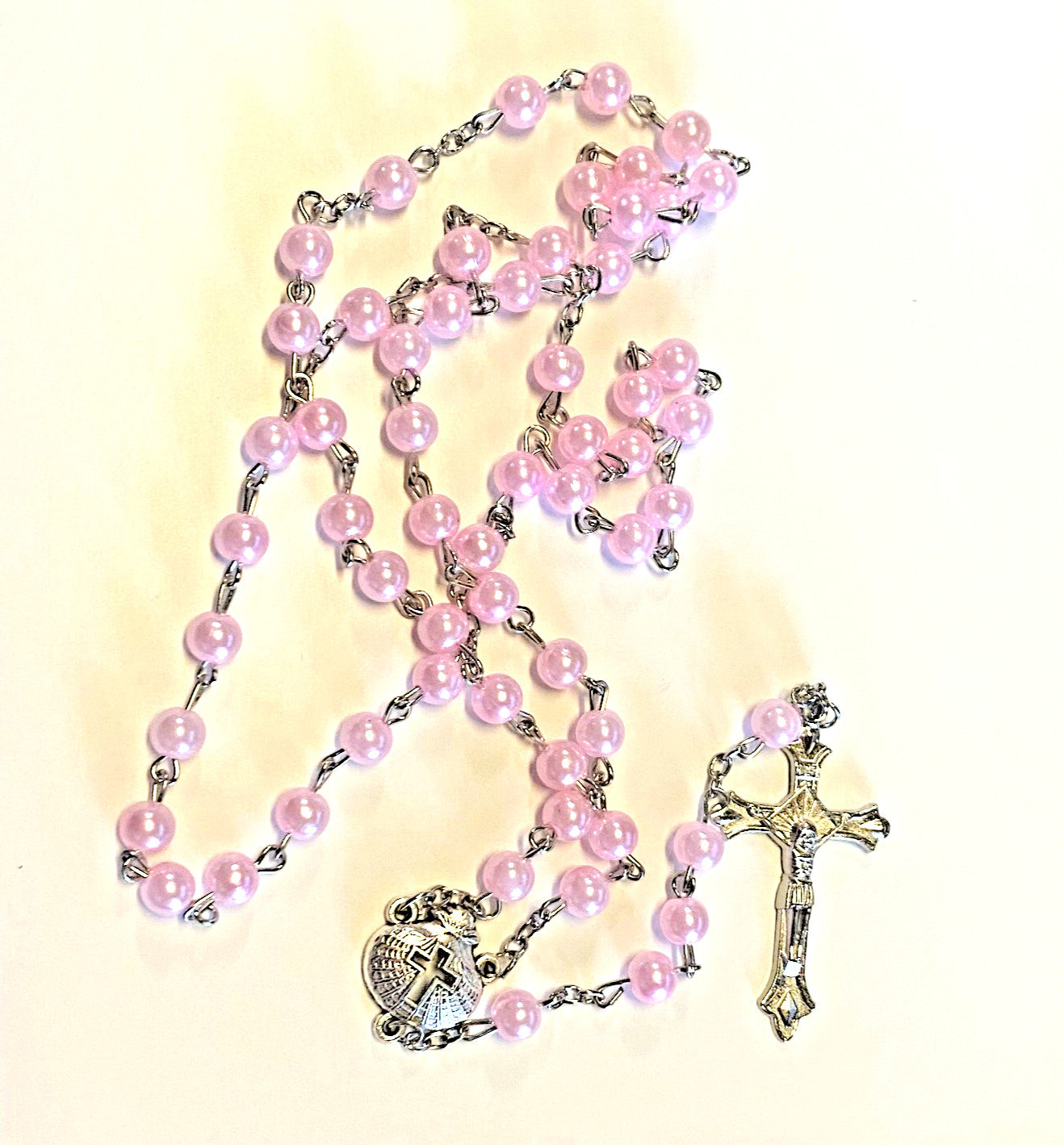 Baptism Pink Rosary, New #AB-352-R2 - Journeys of Faith