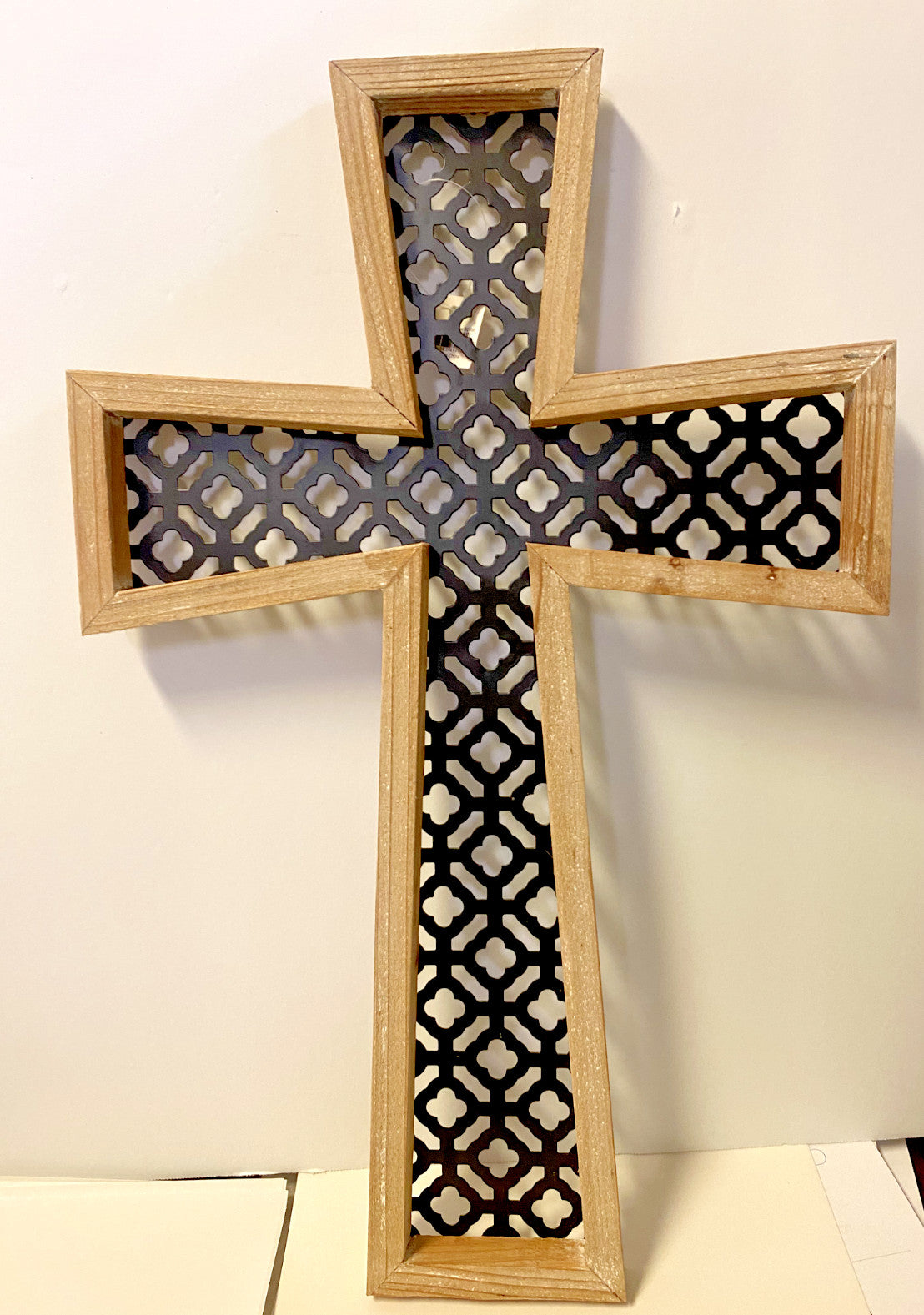 Arabesque Art Wood & Metal 17" Wall Cross, New #AB-213