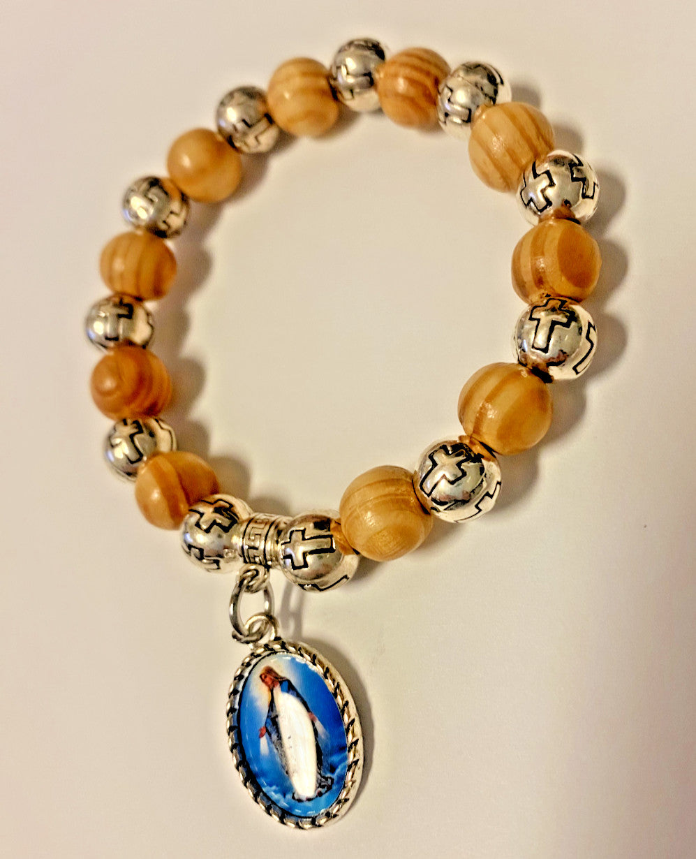 Our Lady of the MIraculous Medal Wood & Silver tone Beads, New #Gftshp