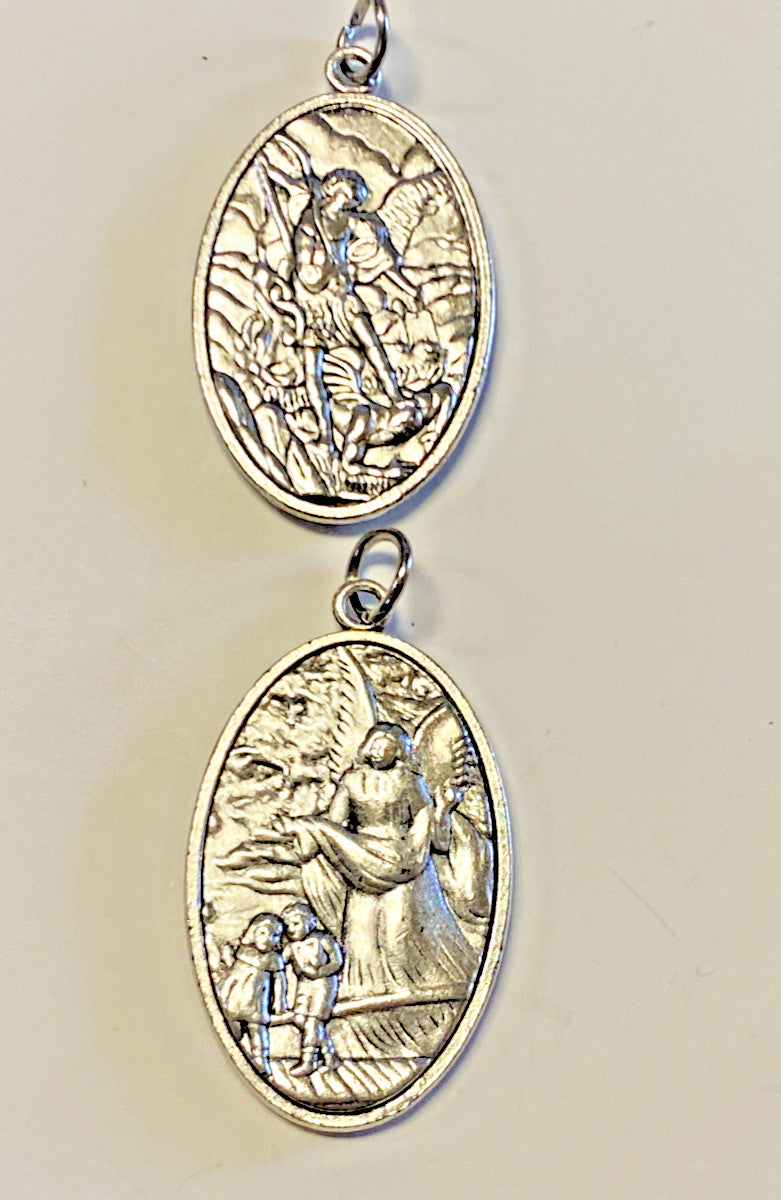 Saint Michael the Archangel & Guardian Angel 2 Sided Medal, New MD-061