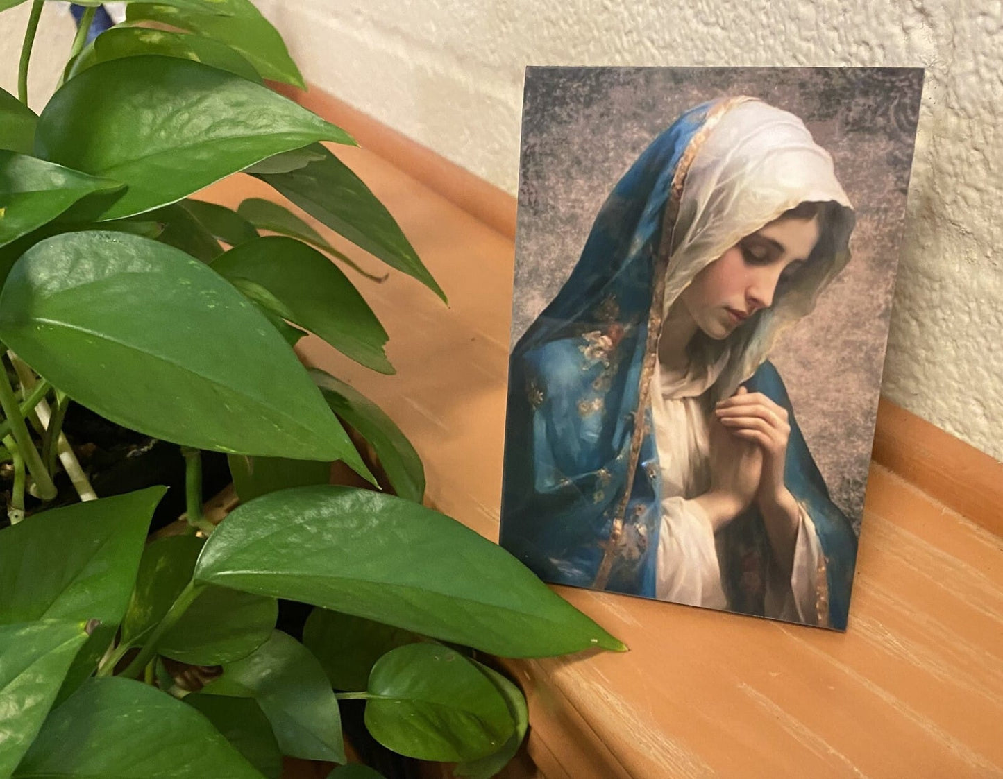 Hail Mary 5-inch wood plaque by Bob and Penny Lord, featuring Christian spiritual artwork, part of religious collectibles collection.