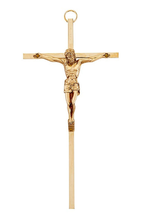 7" Gold Plated  with Antique Gold  Wall Crucifix, New #AB-347-R2 - Journeys of Faith