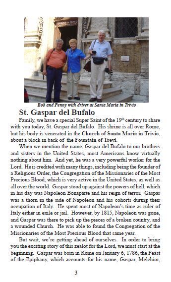 St Gaspar del Bufalo Pamphlet/Minibook, by Bob and Penny Lord - Journeys of Faith