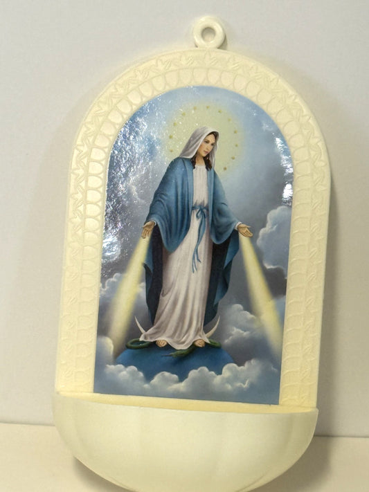 Blessed Mother  5.25" Holy Water Font, New #AB-342-R2 - Journeys of Faith
