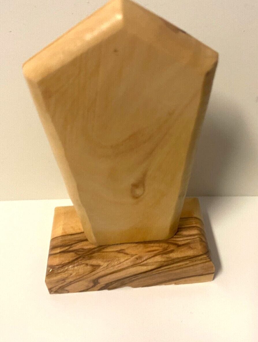 Blessed Mother with Child Pewter Image set on Wood, Small, New from Bethlehem - Bob and Penny Lord