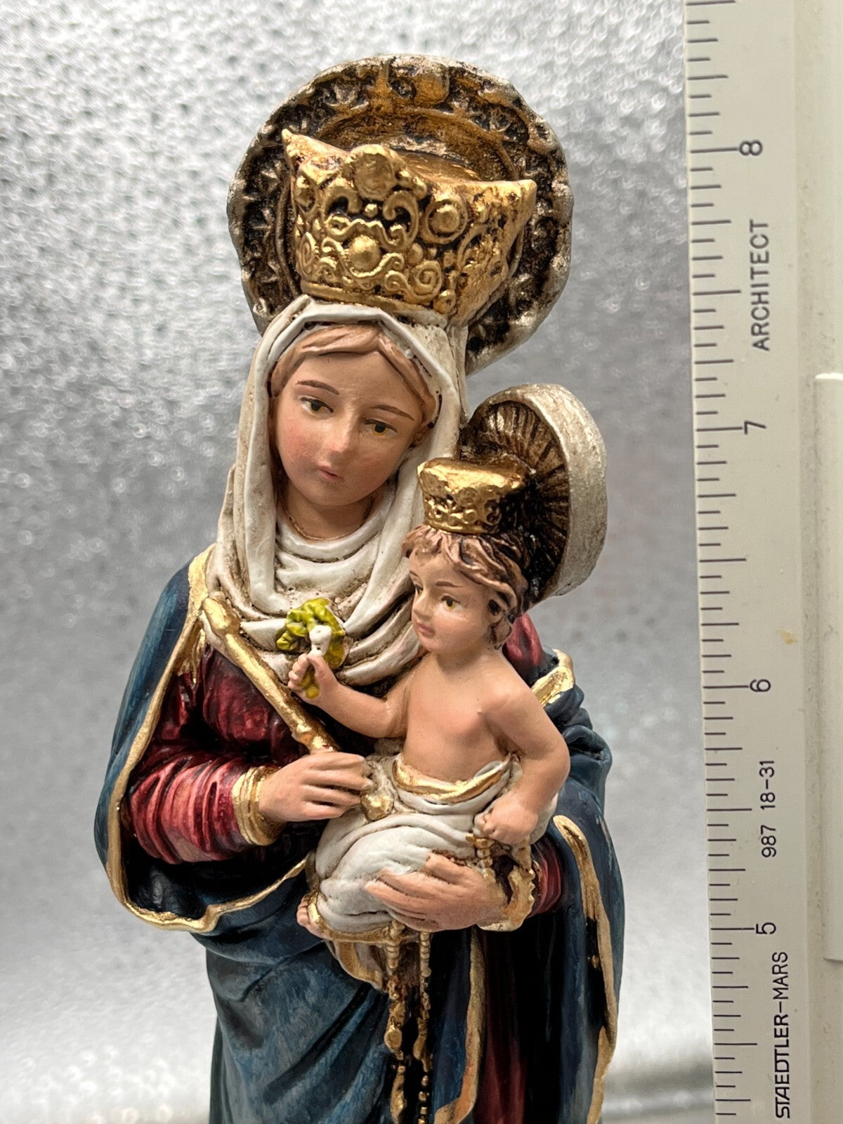 Our Lady of the Rosary Statue, 8.5" New