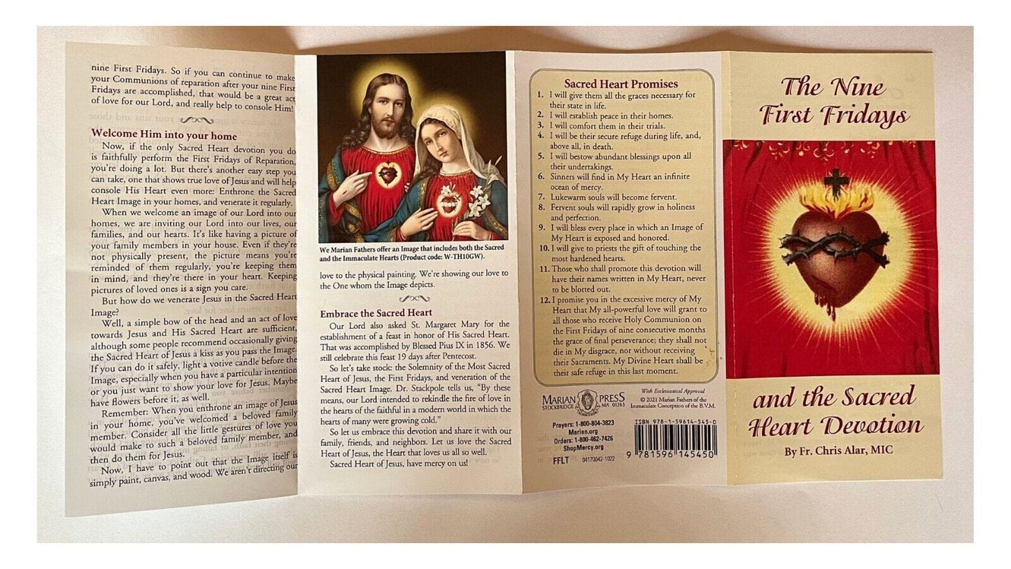 The Nine First Fridays and Sacred Heart Devotion 4 Panel Pamphlet 5 Pack - Bob and Penny Lord Journeys of Faith