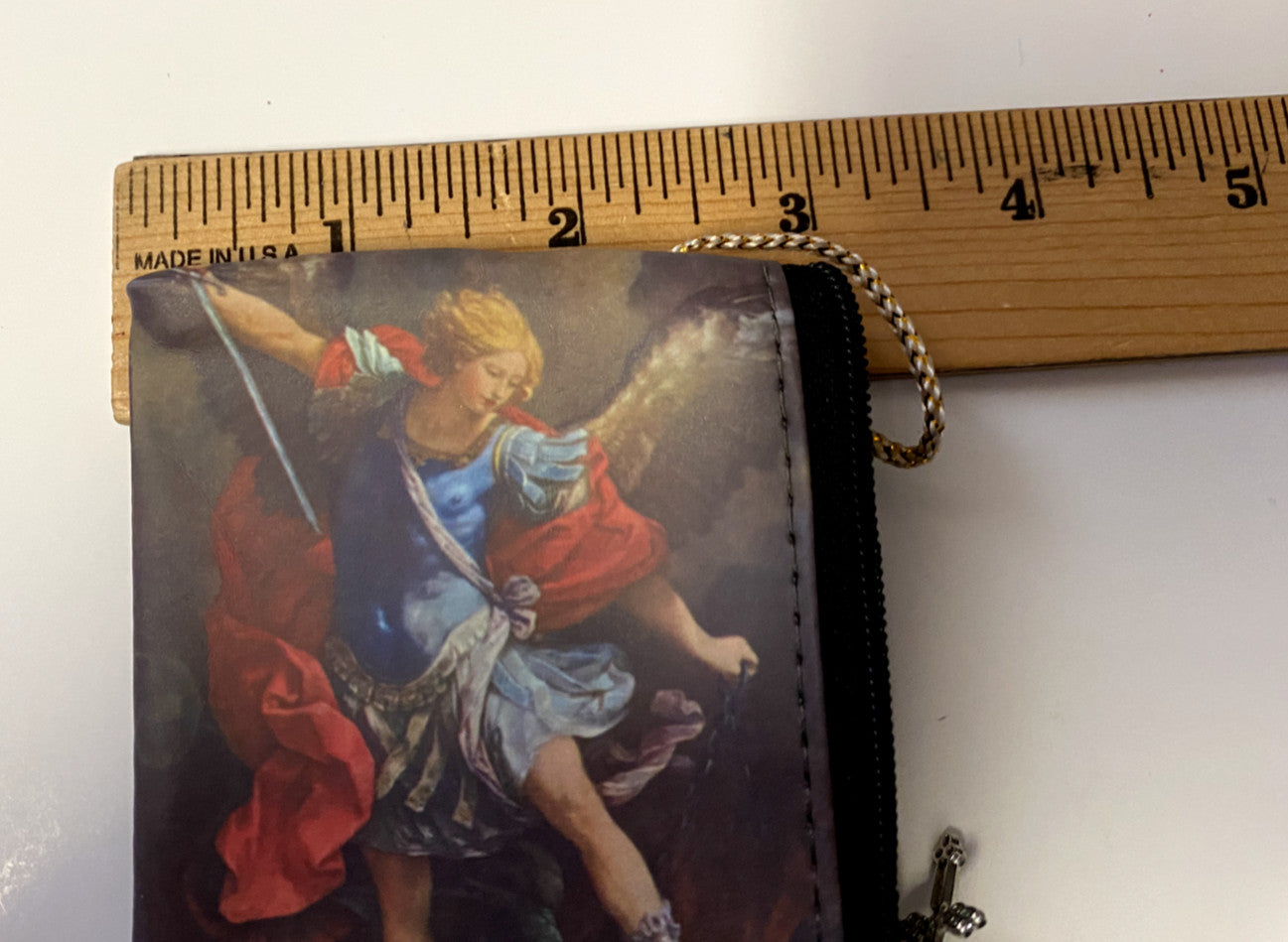 Saint Michael the Archangel Rosary Small 3.25" Pouch, New - Journeys of Faith