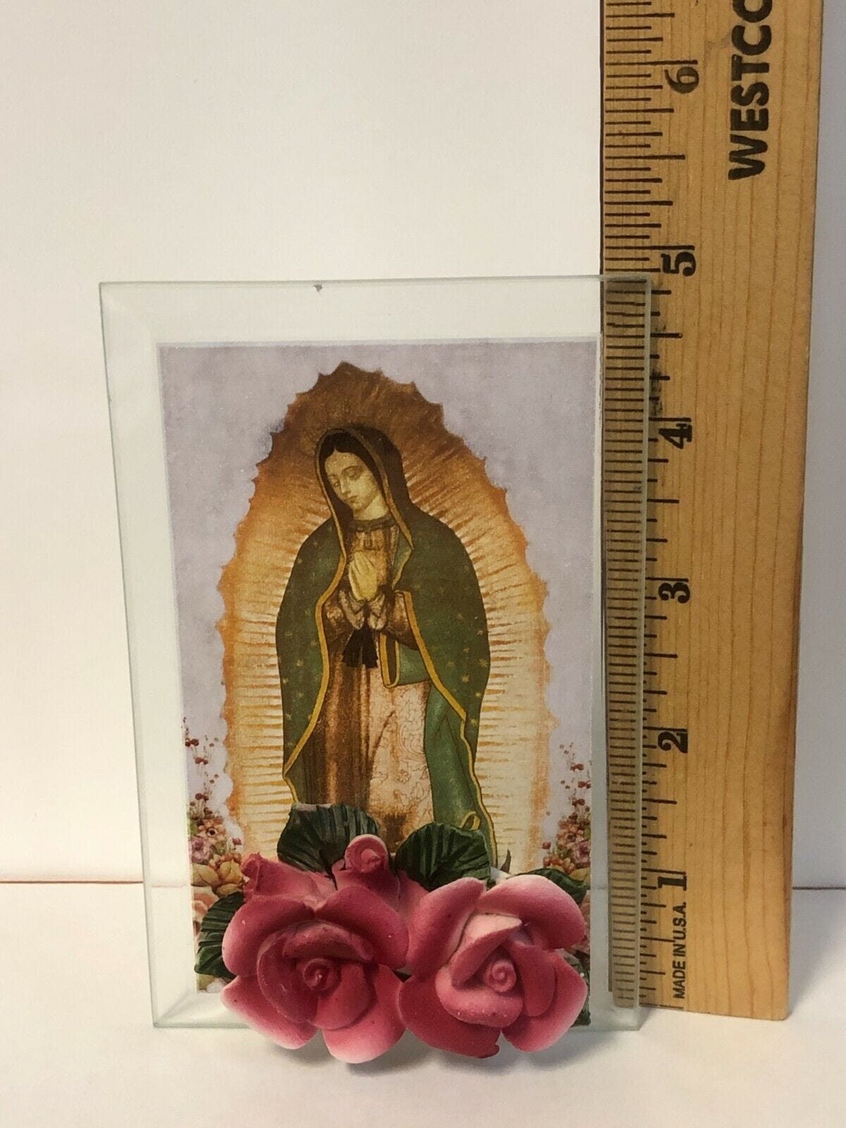 Our Lady of Guadalupe Votive Glass Holder 4.75", New - Bob and Penny Lord Journeys of Faith