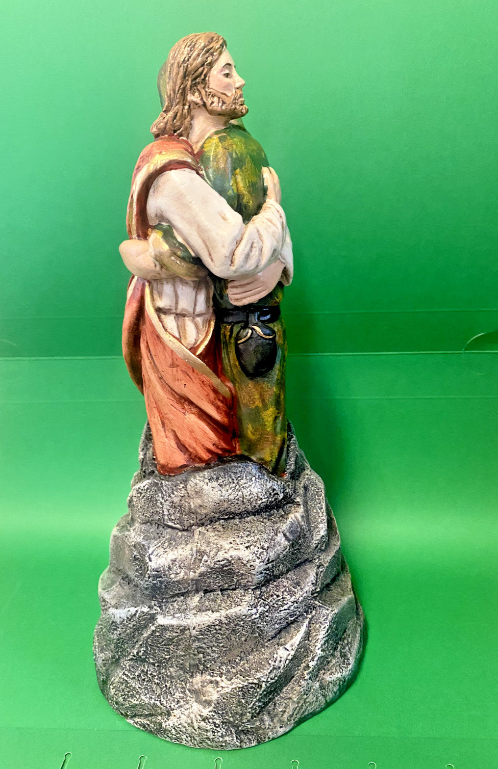 Jesus Hugging a Soldier, Hand Painted 9.25" Statue, New from Colombia #L022