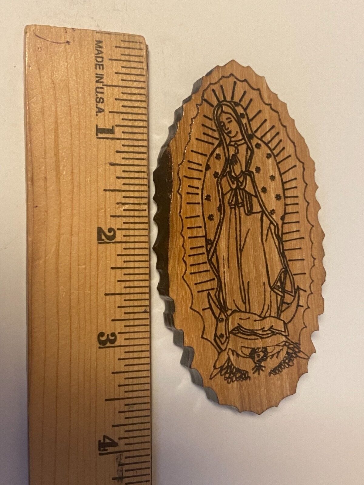 Our Lady of Guadalupe Olive Wood Magnet, New from Bethlehem - Bob and Penny Lord