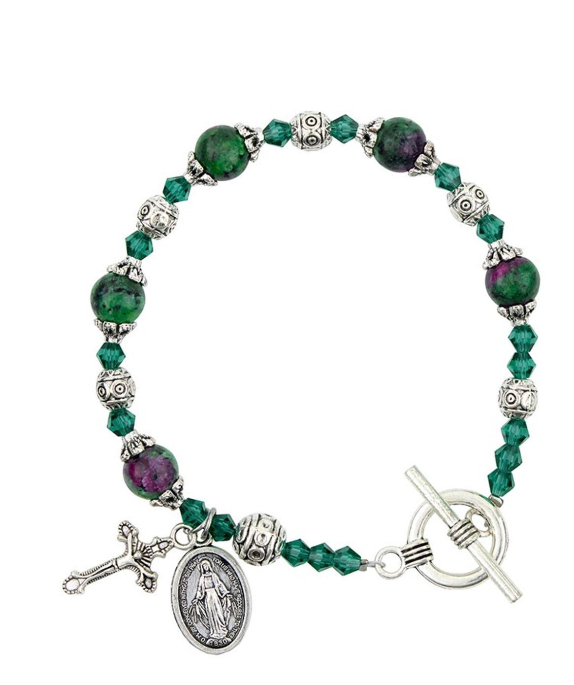 MIraculous Medal Emerald Madonna del Parto Bracelet, New #AB-070-5 - Journeys of Faith