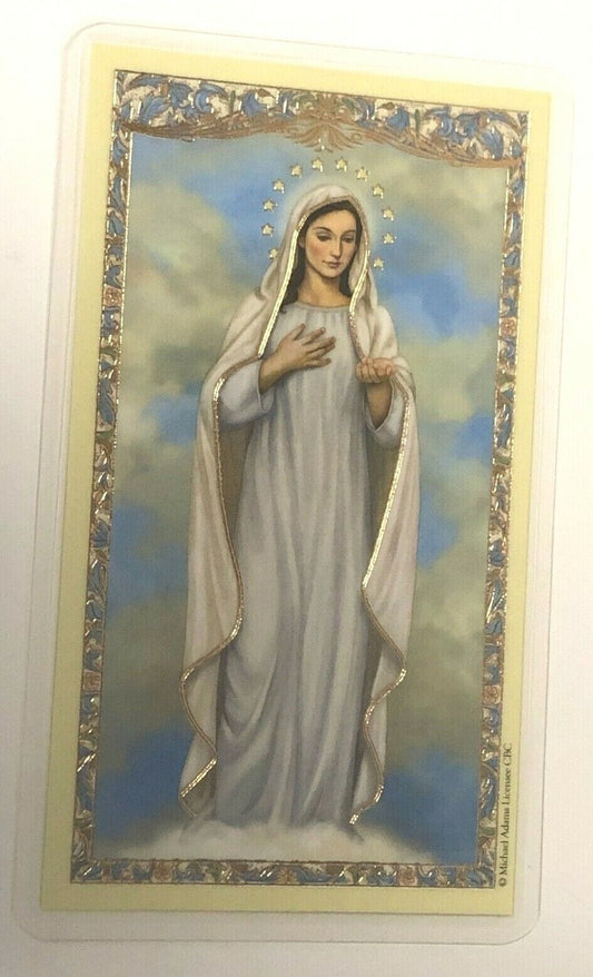Our Lady of Medjugorje Laminated Prayer Card, New - Bob and Penny Lord Journeys of Faith
