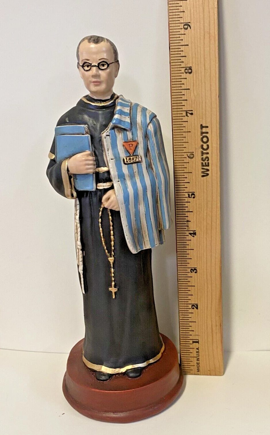 Saint Maximilian Kolbe 8.5" Statue Hand Painted Colombia Resin Plaster Mix Bob and Penny Lord Journeys of Faith Collectibles:Religion & Spirituality:Christianity:Statues & Figures