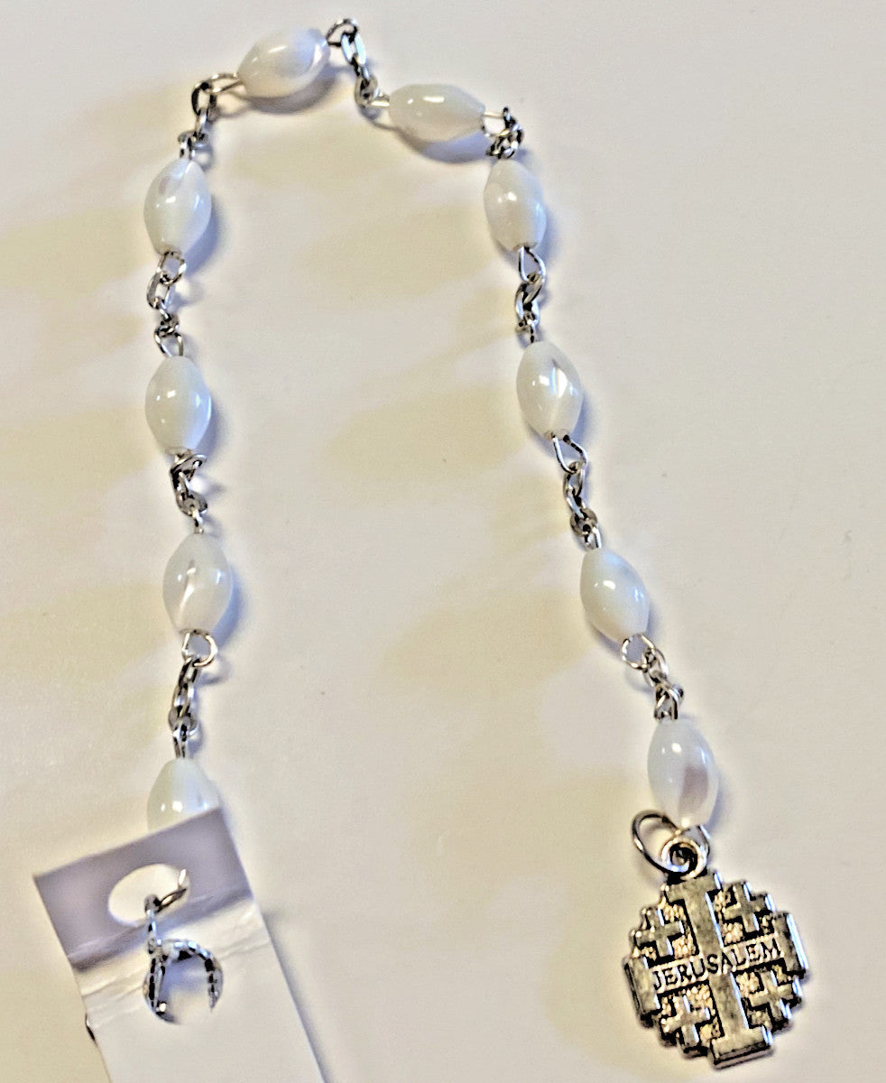 Jerusalem Cross Charm 1 Decade Rosary Bracelet,New from Bethlehem # HLYLND-067